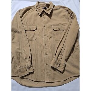 NWT Lands End Corduroy Shirt Mens XXL 2XL Camel Brown Button Down Shirt